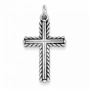 Rope Accent Design Sterling Silver Cross Pendant