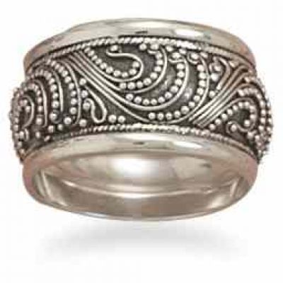 Rope Design Sterling Silver Antiqued Ring -  - MMA-8902