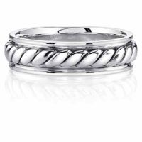 Rope Design Wedding Band Ring in 14K White Gold