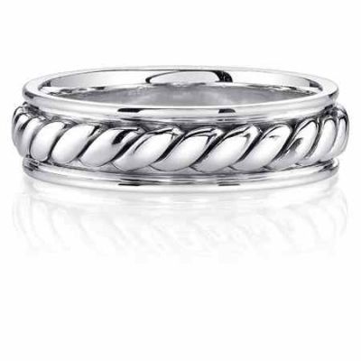 Rope Design Wedding Band Ring in 14K White Gold -  - WG-98W
