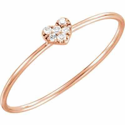 Rose Gold Diamond Cluster Heart Ring -  - STLRG-651921R
