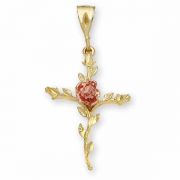 Rose of Sharon Cross Pendant in 14K Gold