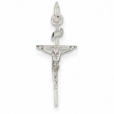 Rough-Cut Crucifix Pendant, Sterling Silver -  - QGCR-QC508