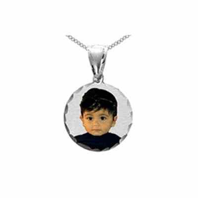 Round Color Picture Jewelry Necklace in Sterling Silver -  - JAPD-C90568C-SS