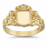 Royal Mermaid Signet Ring, 14K Yellow Gold