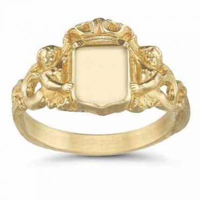 Royal Mermaid Signet Ring, 14K Yellow Gold -  - HGO-SR3Y