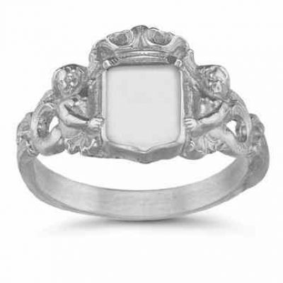 Royal Mermaid Signet Ring in 14K White Gold -  - HGO-SR3W