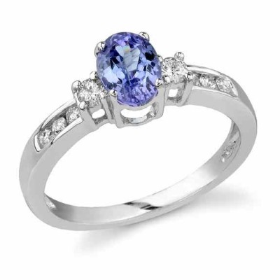 Royal Tanzanite and Diamond Ring, 14K White Gold -  - GTZR-3