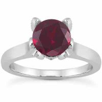 Ruby and Diamond Accent Solitaire Engagement Ring