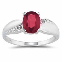 Ruby and Diamond Ring 10K White Gold