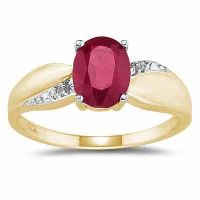 Ruby and Diamond Ring 10K Yellow Gold