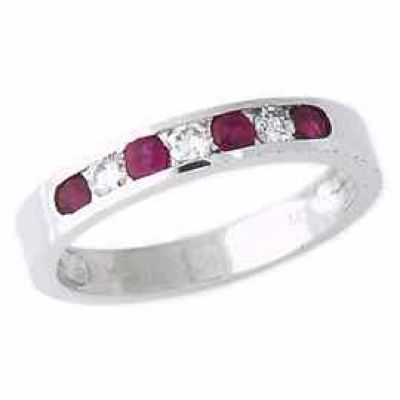 Ruby and Diamond Stackable Channel Ring - 14K White Gold -  - PRR3271RB