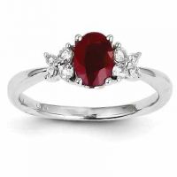 Ruby Diamond Floral Ring, 14K White Gold