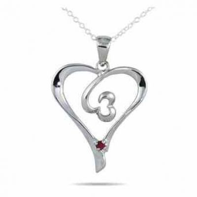 Ruby Double Swirl Heart Pendant in .925 Sterling Silver -  - PRP11752RB