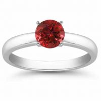 Ruby Gemstone Solitaire Ring in 14K White Gold