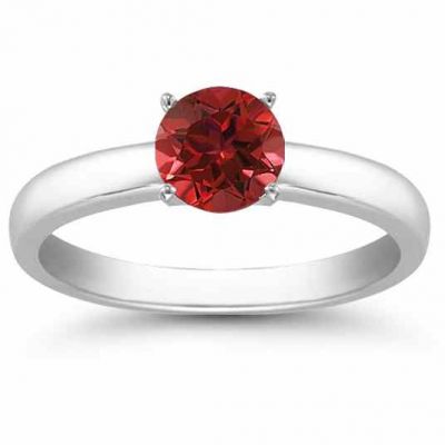 Ruby Gemstone Solitaire Ring in 14K White Gold -  - AOGRG-RB14KW