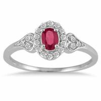 Ruby Vintage-Style Diamond Ring, 10K White Gold
