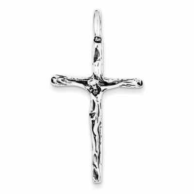 Rugged Crucifix Pendant in Sterling Silver -  - QGCR-QC4373