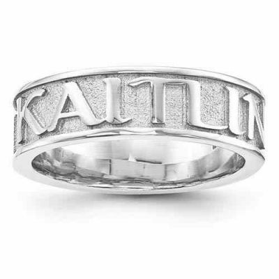 Sandblasted Custom Personalized Name Band Ring in Sterling Silver -  - QGRG-XNR60SS