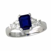 Sapphire and 0.30 Carat Diamond Ring - 14K White Gold