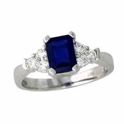 Sapphire and 0.30 Carat Diamond Ring - 14K White Gold -  - PRR3637SP