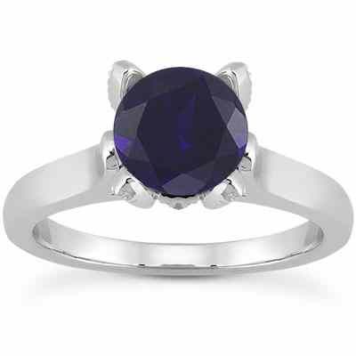 Sapphire and Diamond Accent Solitaire Engagement Ring -  - US-ENR7961SPW
