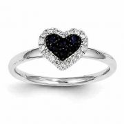 Sapphire and Diamond Heart Ring
