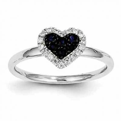 Sapphire and Diamond Heart Ring -  - QGRG-Y11299S-AA