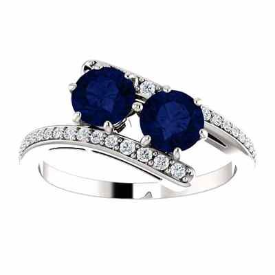 Sapphire and Diamond  Only Us  2-Stone Ring in 14K White Gold -  - STLRG-122927SPDW