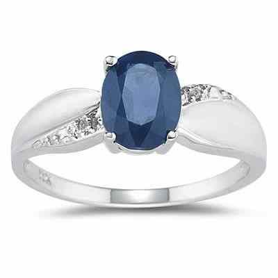 Sapphire and Diamond Ring 10K White Gold -  - PRR8194SP