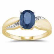 Sapphire and Diamond Ring 10K Yellow Gold