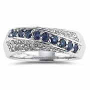 Sapphire and Diamond Ring in 10K White Gold
