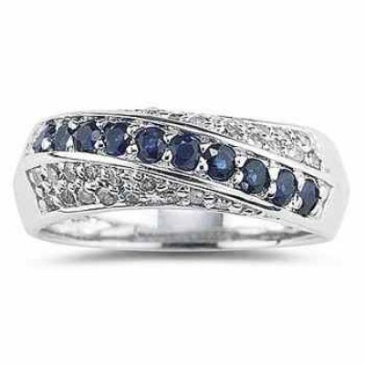 Sapphire and Diamond Ring in 10K White Gold -  - PRR8142SP