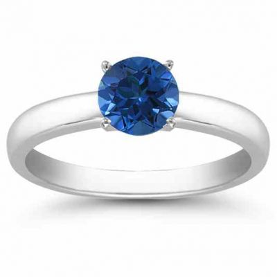 Sapphire Gemstone Solitaire Ring in 14K White Gold -  - AOGRG-SP14KW