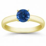 Sapphire Gemstone Solitaire Ring in 14K Yellow Gold
