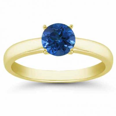 Sapphire Gemstone Solitaire Ring in 14K Yellow Gold -  - AOGRG-SP14KY
