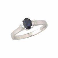 Sapphire Ring with Diamond Accents in 14K White Gold