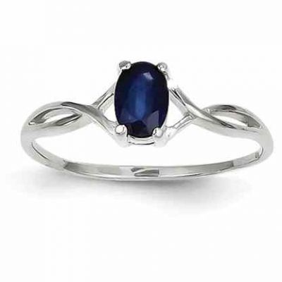 Sapphire Twist Design Birthstone Ring in 14K White Gold -  - QGRG-XBR428