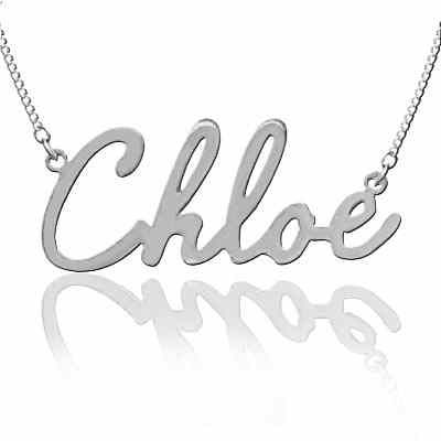 Script Name Necklace in White Gold -  - JAPD-NP30541-W
