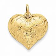 Scrolled Heart Pendant, 14K Gold