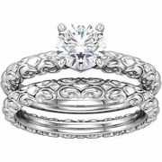 1 Carat Sculpted Diamond Engagement Bridal Ring Set