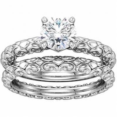 Sculpted Bridal Engagement Wedding Ring Set, 1/2 Carat -  - STLRG-121974