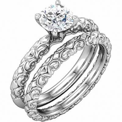 1/4 Carat Sculptural-Inspired Bridal Wedding Ring Set -  - STLRG-121974-25