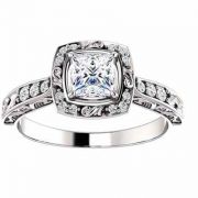 Sculptured Princess-Cut Diamond Engagement Ring