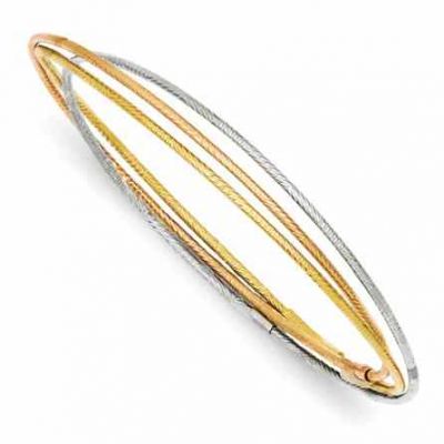 Set of 3 Tri-Color Gold Intertwining Bangle Bracelets -  - QG-DB576