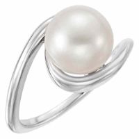 Silver 10mm Freshwater Pearl Twist Ring