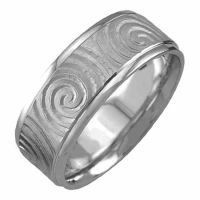 Celtic Spiral Wedding Band Ring, 14K White Gold