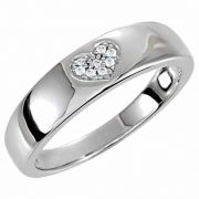 Silver Cubic Zirconia Heart Band
