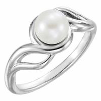Silver Cultured Freshwater Pearl Weave Design Ring