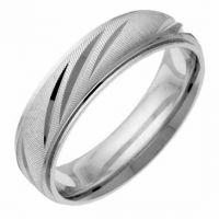 Silver Fancy-Cut Wedding Band Ring